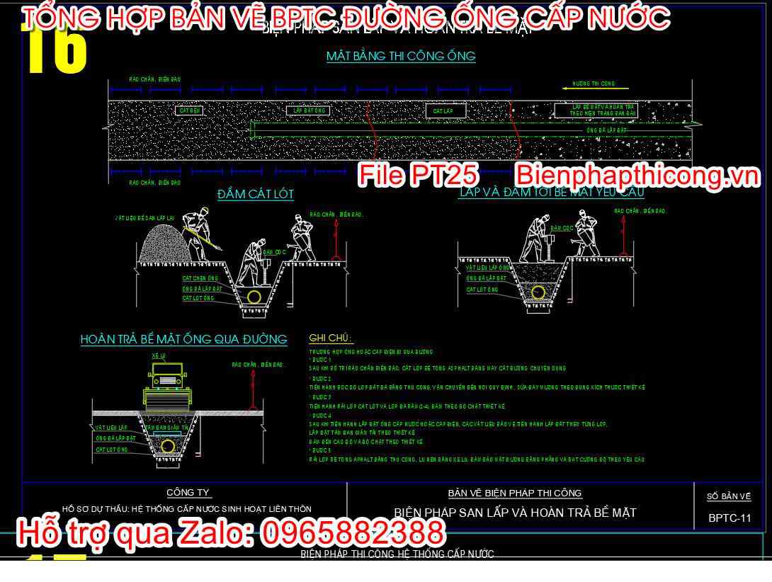 Biện pháp san lấp và hoàn trả bề mặt cad.