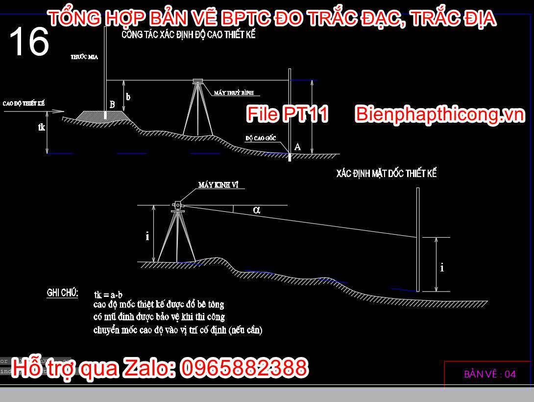 Công tác xác định độ cao thiết kế.