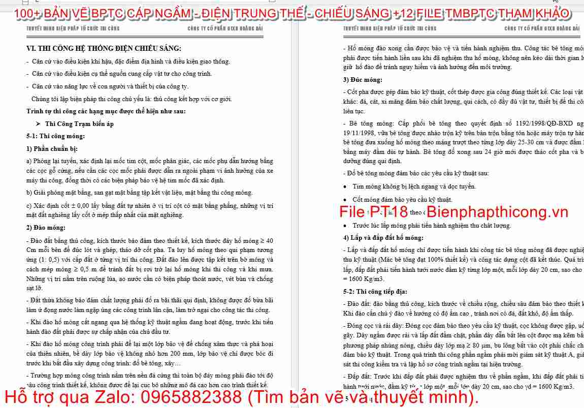 Thuyết minh tổ chức thi công hệ thống điện chiếu sáng.