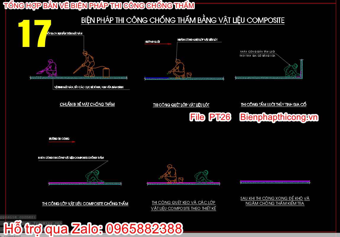 Biện pháp thi công chống thấm bằng vật liệu composite.