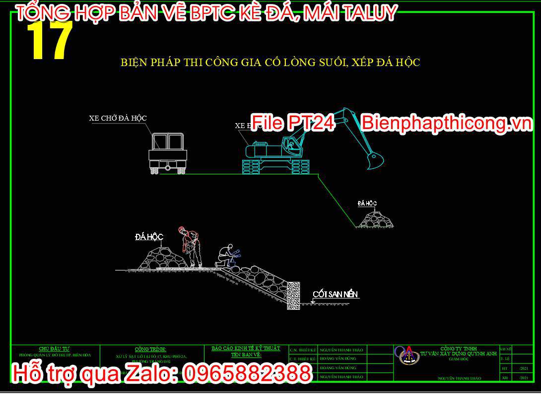 Biện pháp thi công gia cố lòng suối xếp đá hộc.