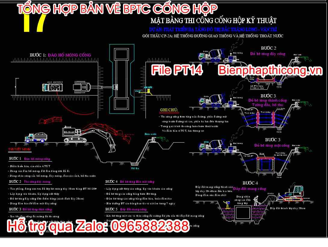 File mẫu bản vẽ biện pháp thi công cống hộp đôi.