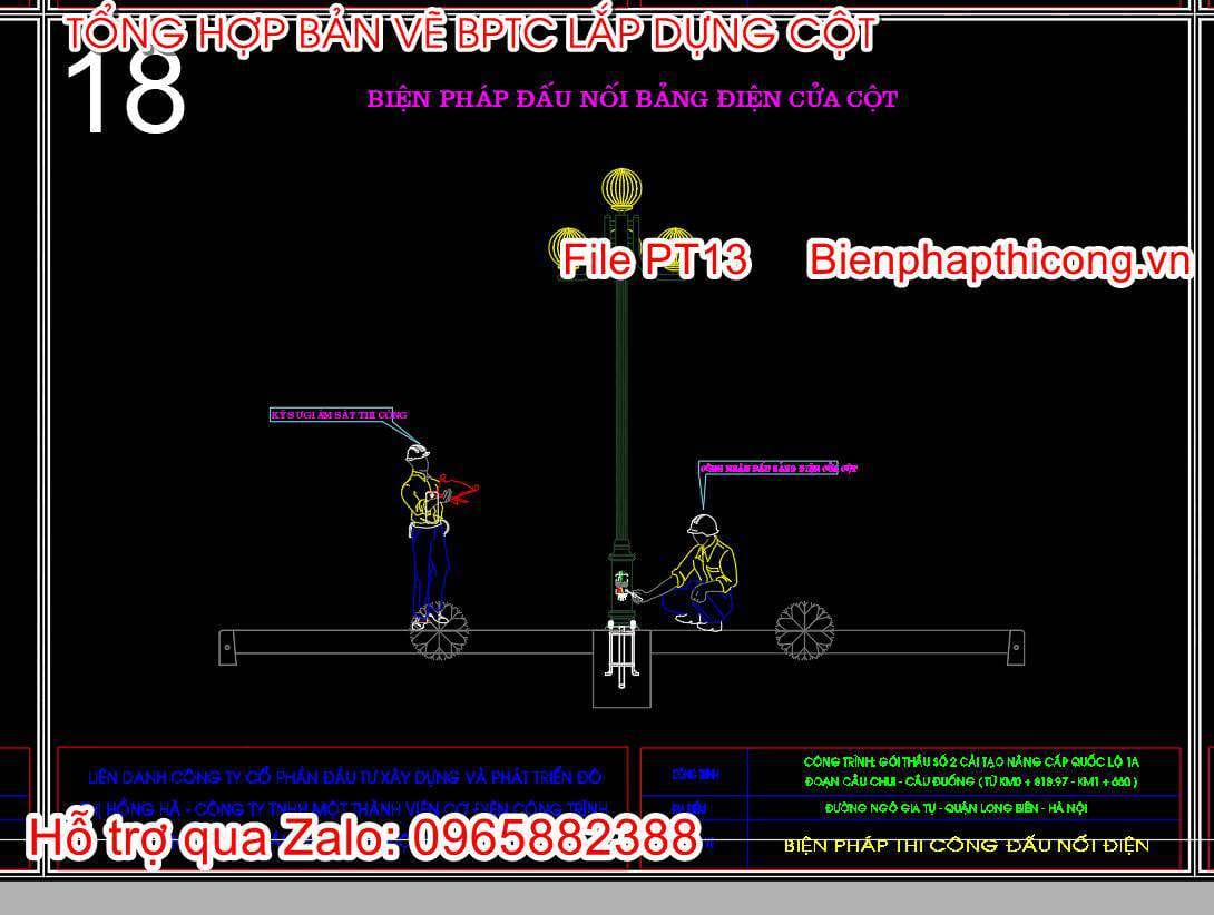 Bản vẽ biện pháp đấu nối bảng điện cửa cột.
