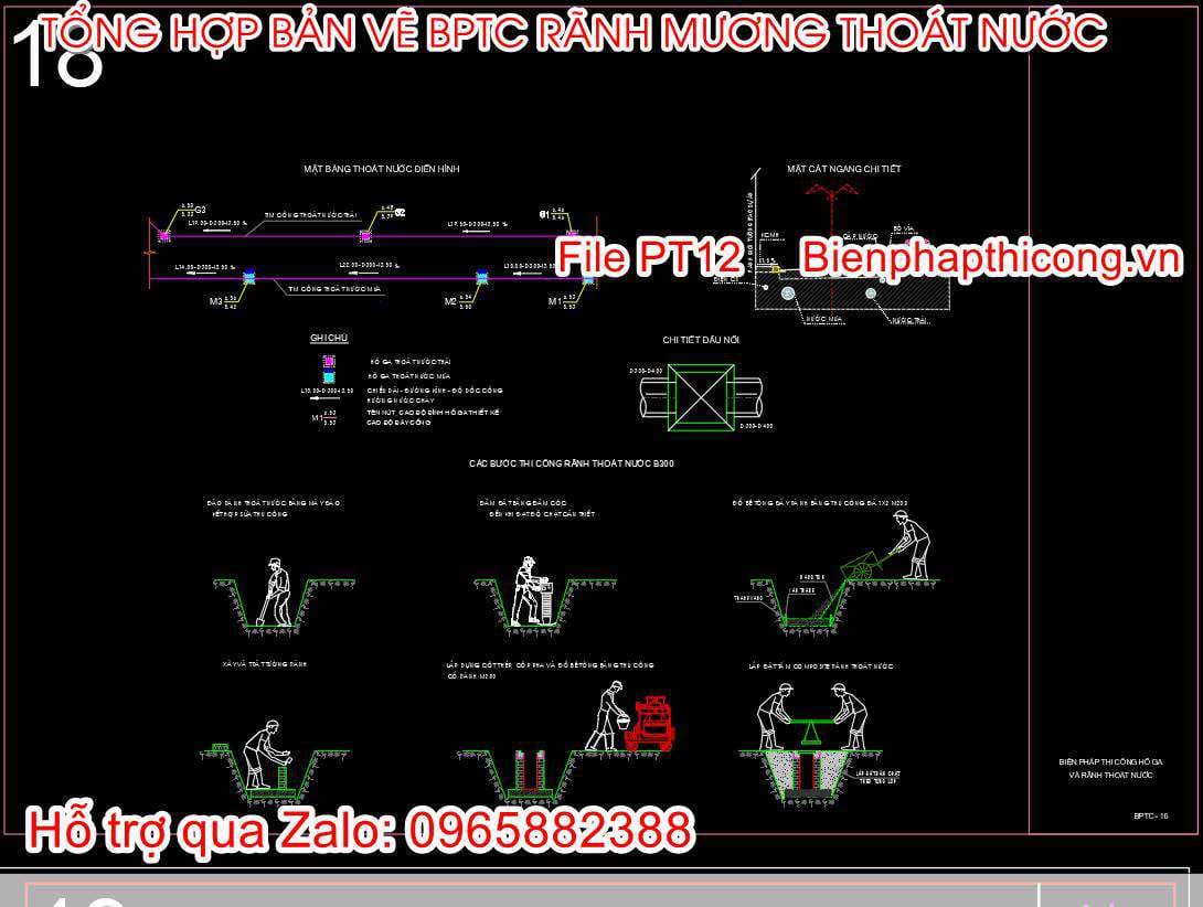 Bản vẽ bptc rãnh thoát nước cad.