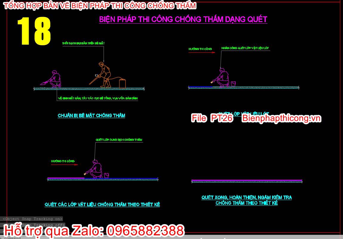 File cad biện pháp thi công chống thấm dạng quét.