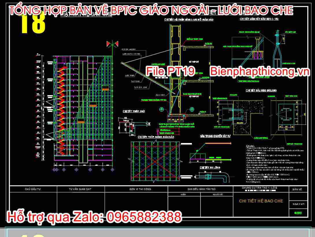 Bản vẽ mặt cắt chi tiết hệ bao che cad.