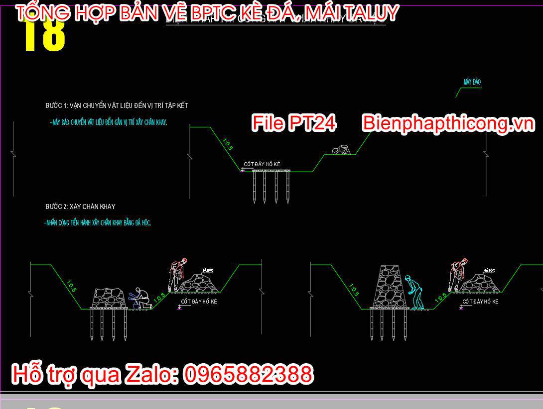 Biện pháp thi công xây chân khay đá hộc.