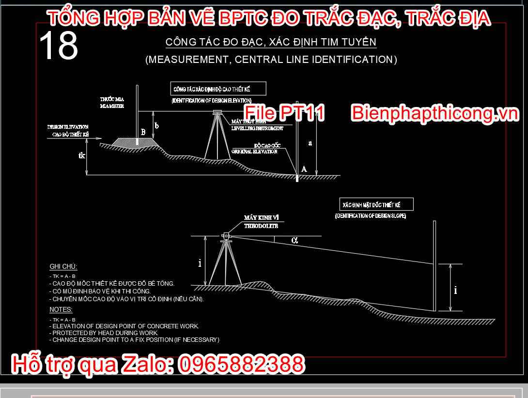 Công tác đo đạc xác định tim tuyến cad.