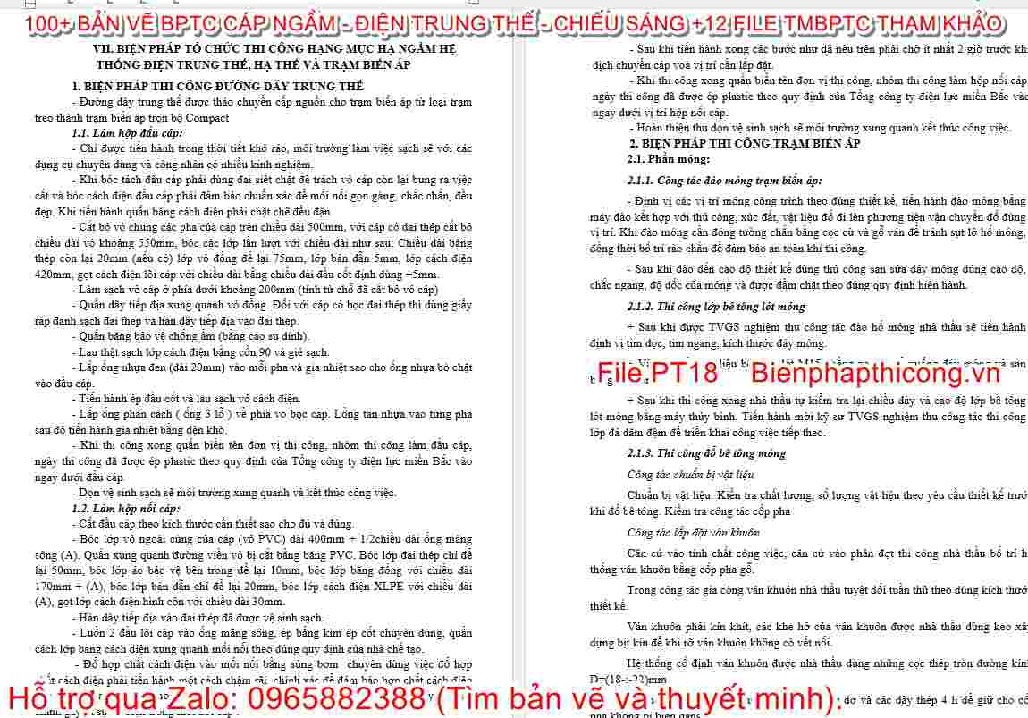 Thuyết minh biện pháp thi công điện trung thế.