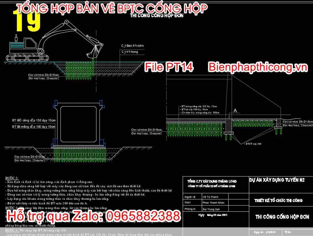 Thư viện bản vẽ biện pháp thi công cống hộp dọc tuyến.