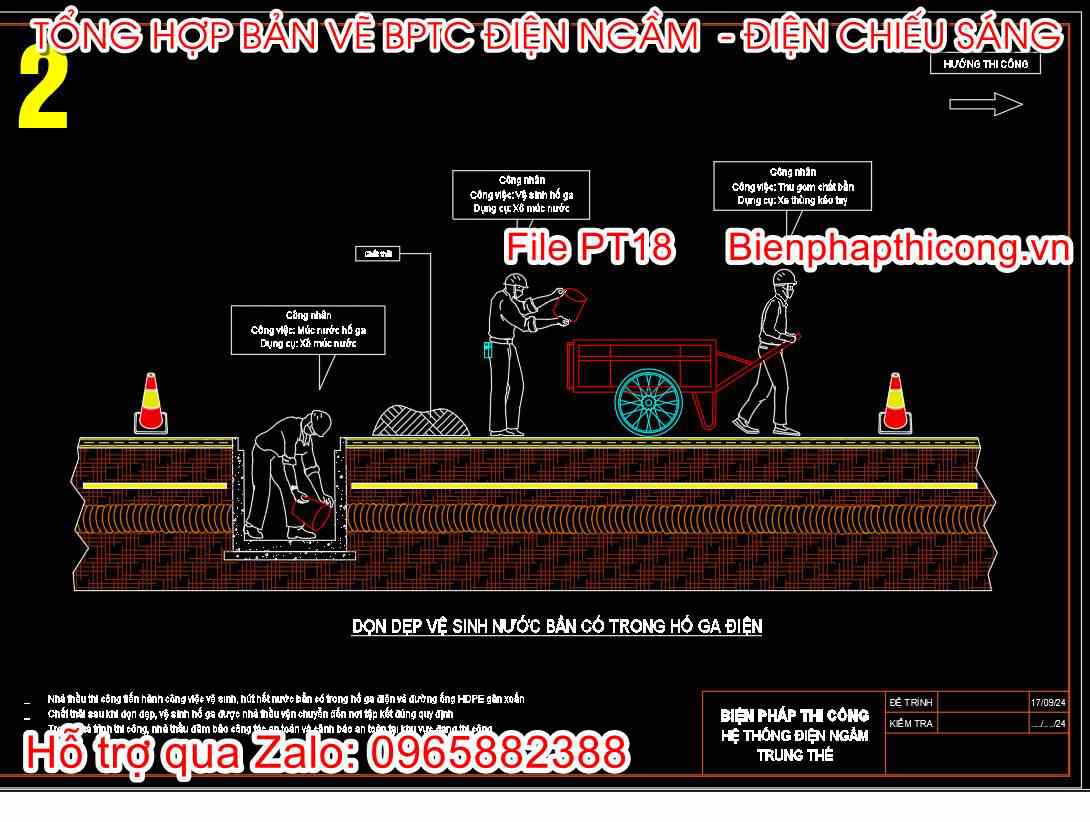 Bản vẽ biện pháp dọn dẹp vệ sinh nước bẩn có trong hố ga.