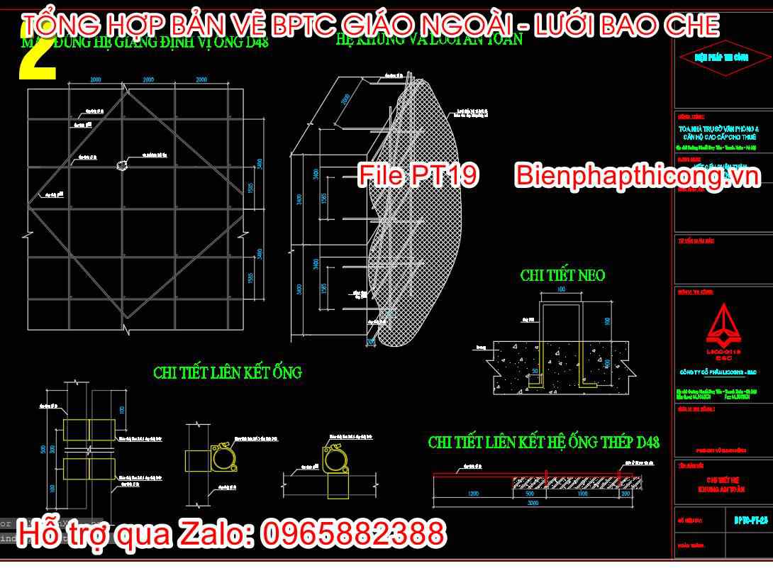 Bản vẽ bptc lưới an toàn ngoài nhà.