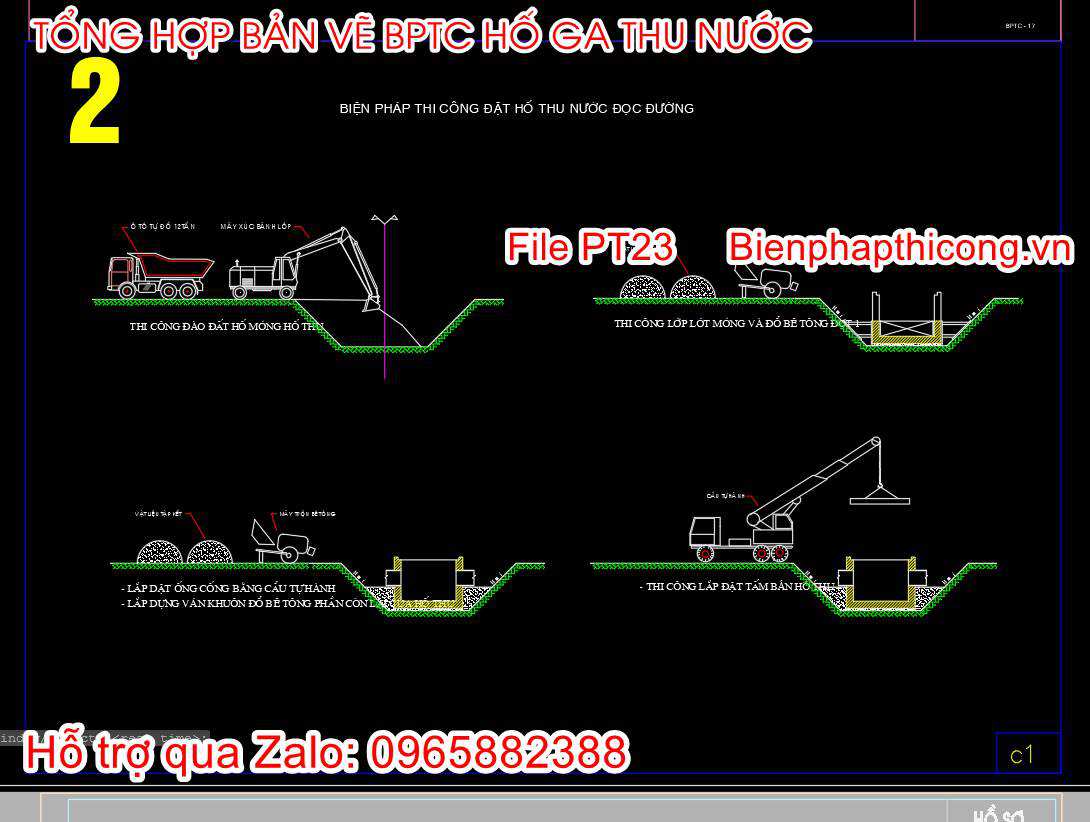Biện pháp thi công đặt hố thu nước cad.