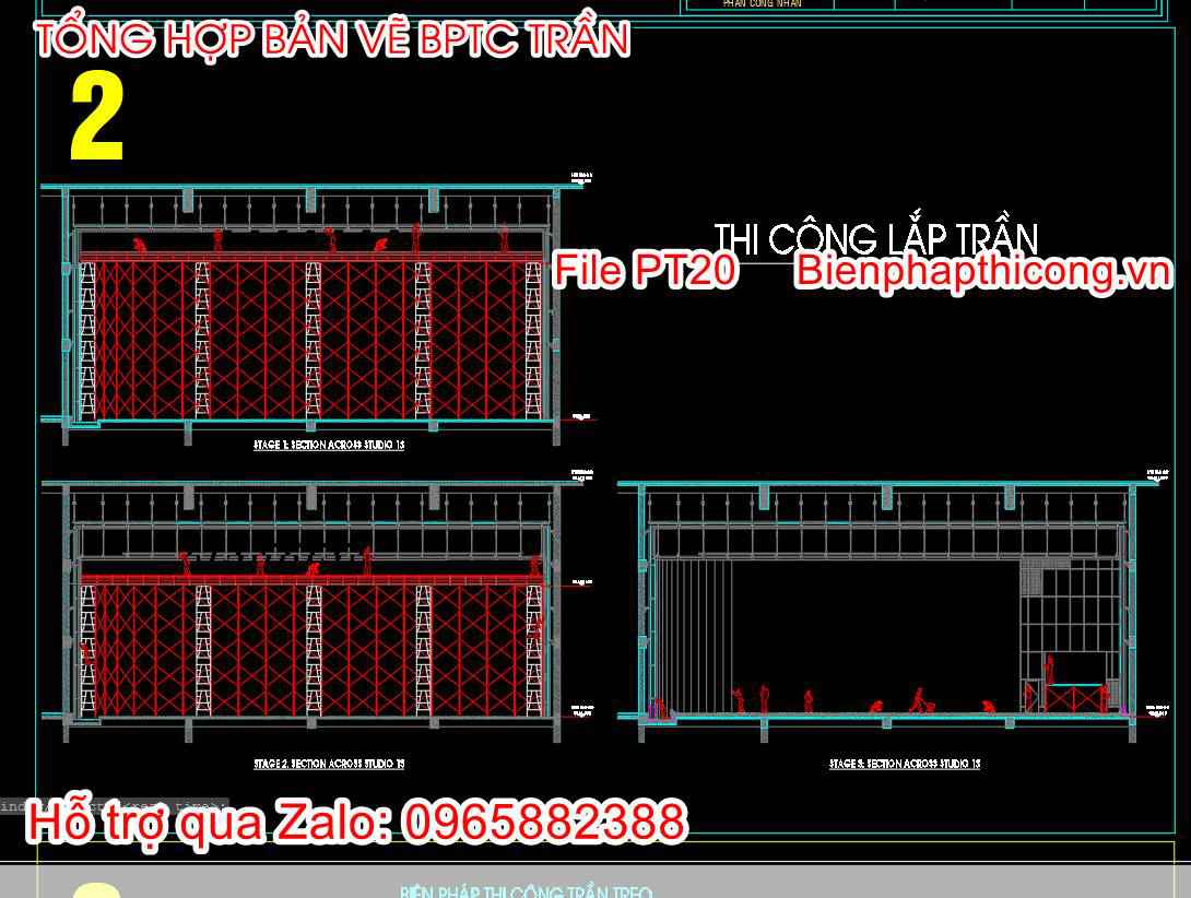 File bản vẽ biện pháp thi công lắp trần.