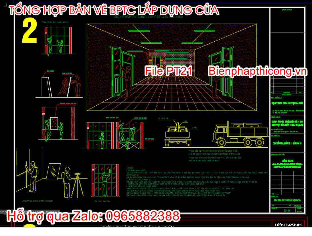 Mẫu lắp đặt biện pháp thi công lắp dựng cửa các loại.