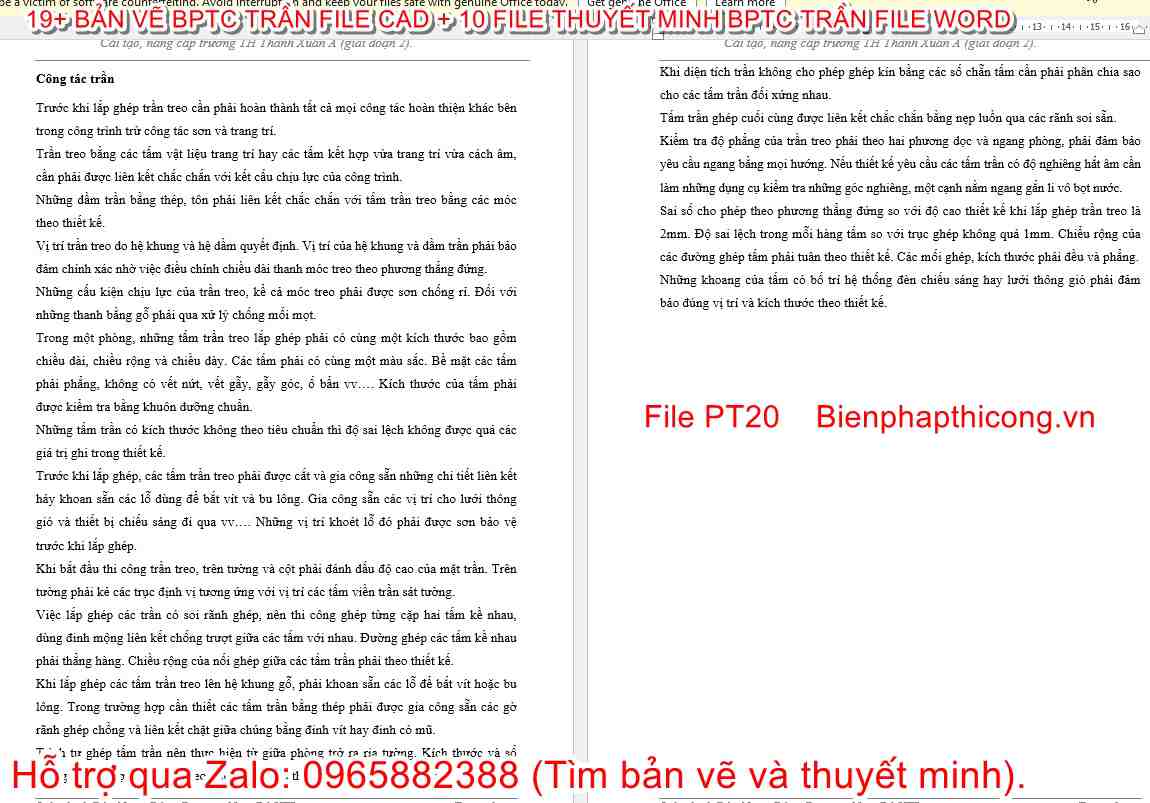 Thuyết minh biện pháp thi công công tác trần.