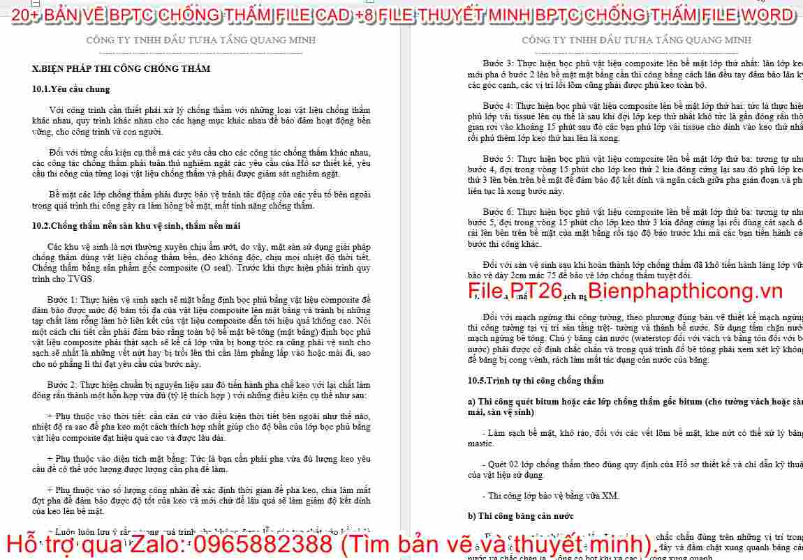 Thuyết minh biện pháp tổ chức thi công chống thấm.