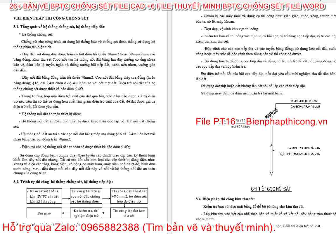 Thuyết minh biện pháp thi công chống sét word.