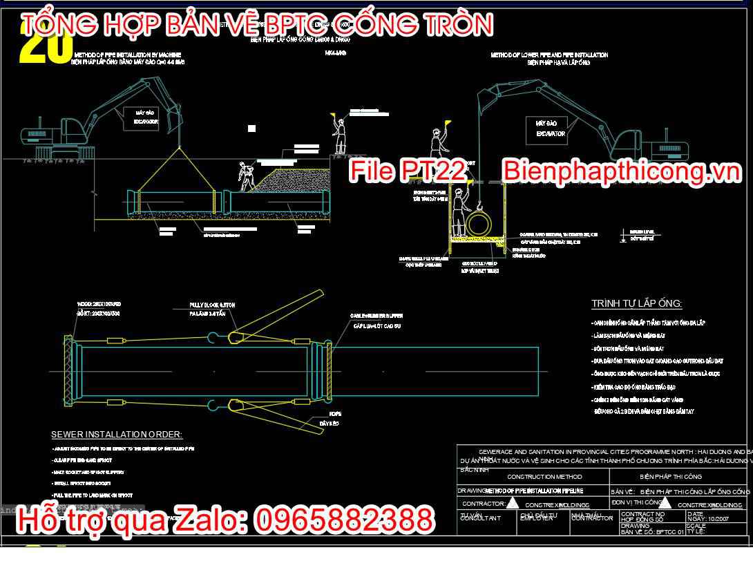 Bản vẽ bptc lắp ống cống cad.