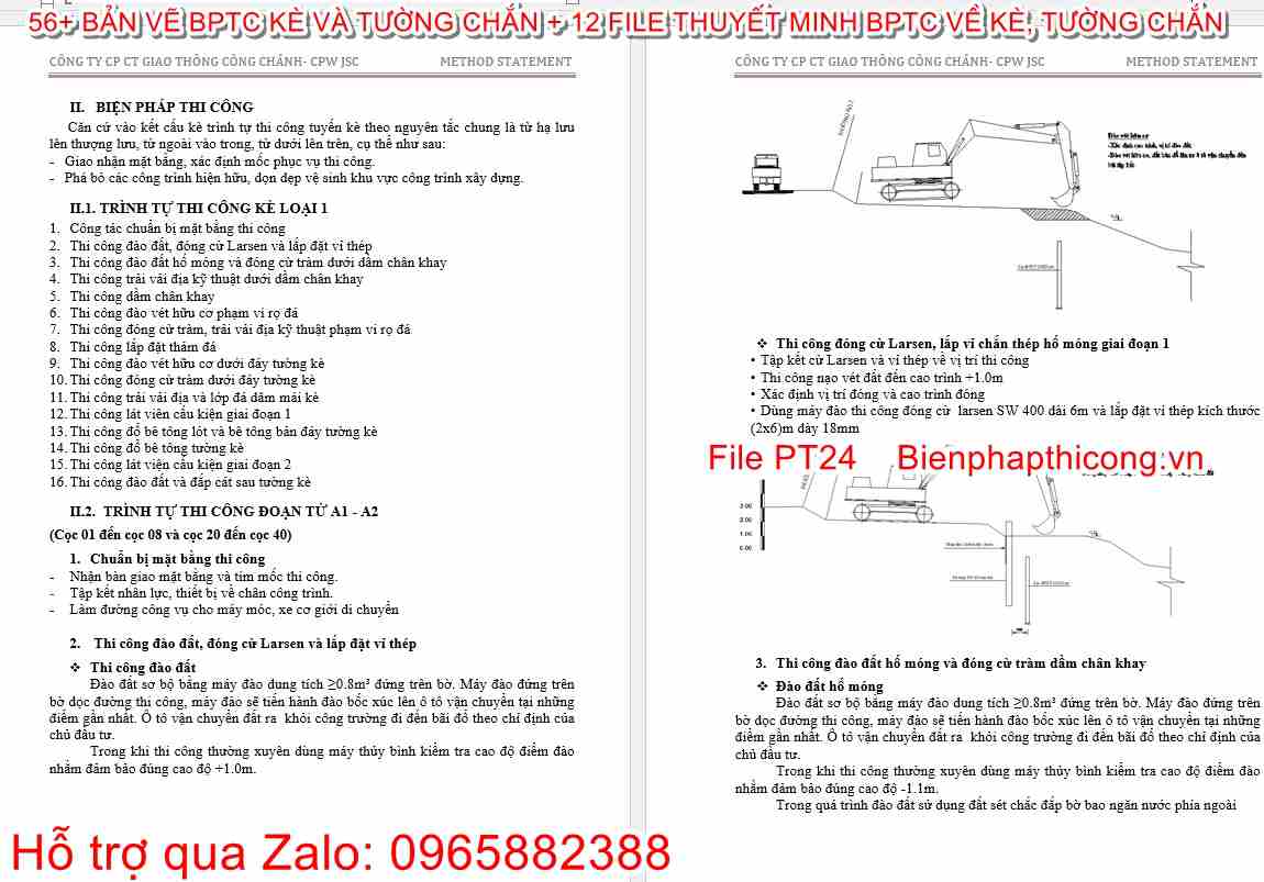 Thuyết minh biện pháp thi công kè bê tông.