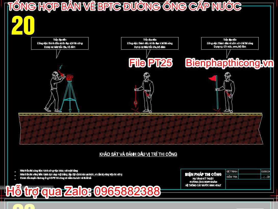 Khảo sát và đánh dấu vị trí thi công.