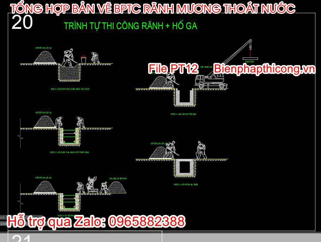 Trình tự thi công hố ga rãnh.