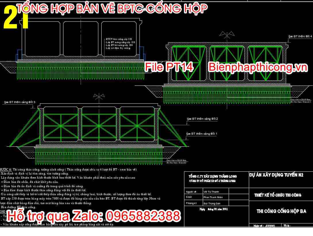 Bản vẽ biện pháp thi công cống hộp ba.