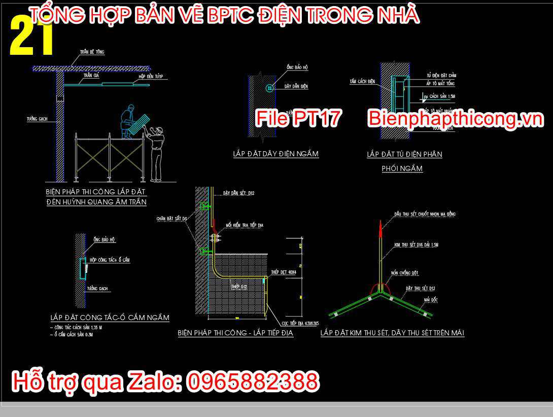 Biện pháp thi công lắp đèn huỳnh quang âm trần.
