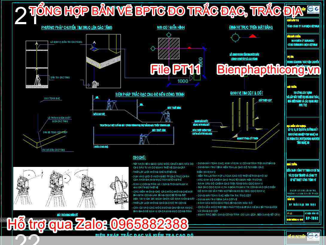 Biện pháp trắc đạc tim trục cad hay.