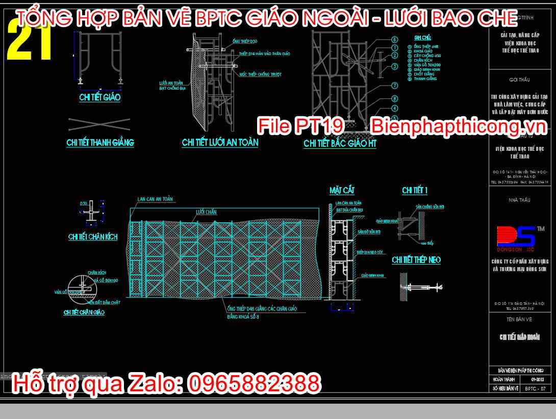 File lưới an toàn và giáo bao che ngoài nhà cad.