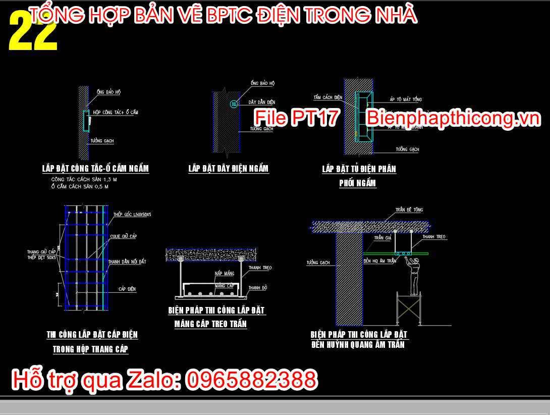 Bản vẽ biện pháp thi công điện trong nhà.