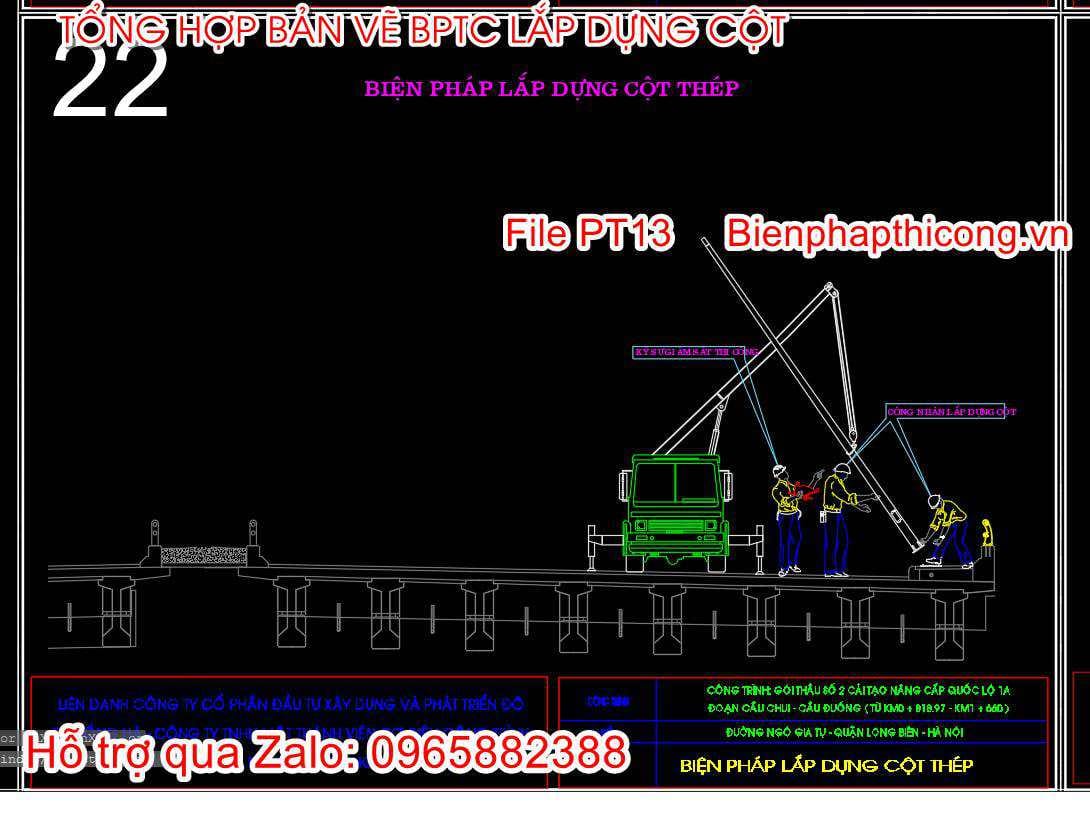 Bản vẽ biện pháp lắp dựng cột thép.