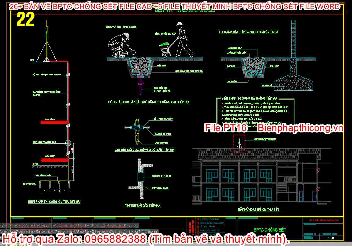 File cad biện pháp thi công chống sét.