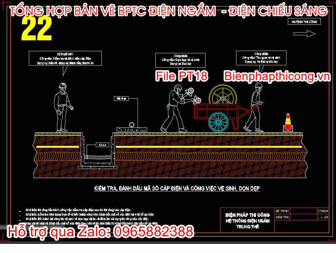 Kiểm tra đánh dẫu mã số cáp điện và công việc vệ sinh.