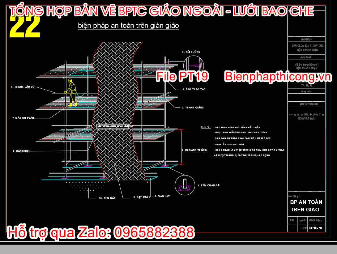 Mẫu bản vẽ biện pháp an toàn trên giàn giáo.