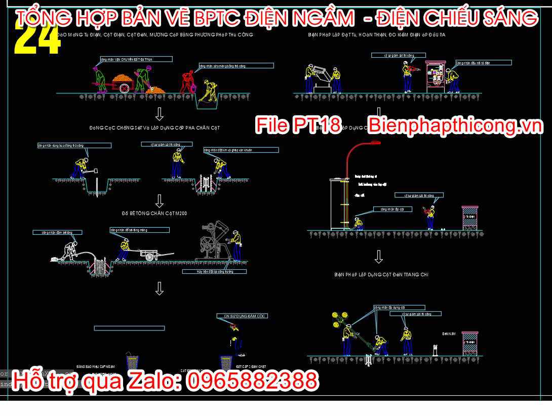Bản vẽ biện pháp thi công điện chiếu sáng.