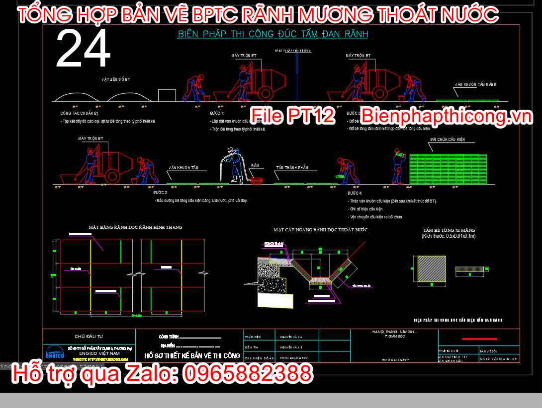 Bản vẽ biện pháp thi công đúc tấm đan rãnh.