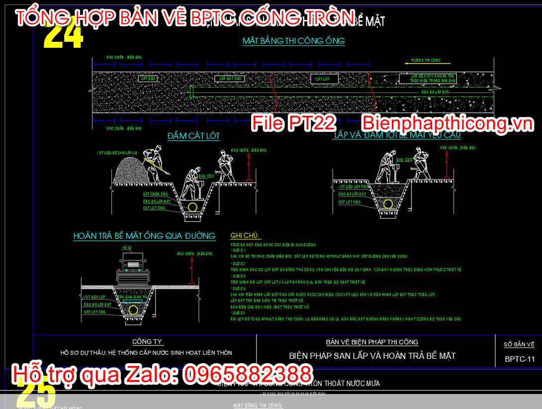 Biện pháp san lấp hoàn trả mặt bằng khi làm ống cống.