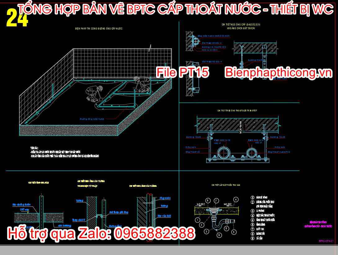 Biện pháp thi công đường ống cấp nước cad.