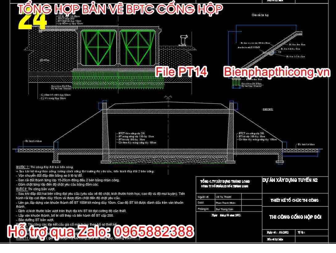 File bản vẽ biện pháp thi công cống hộp đôi.