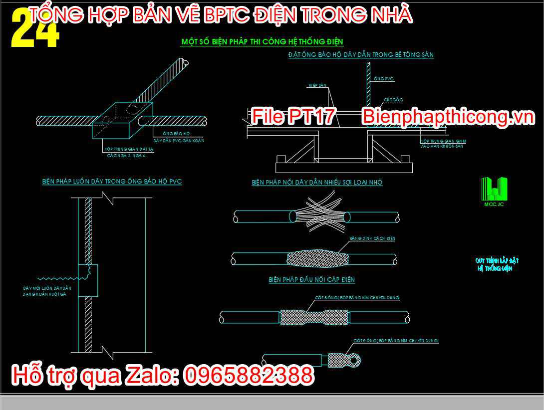 File bản vẽ biện pháp thi công hệ thống điện.