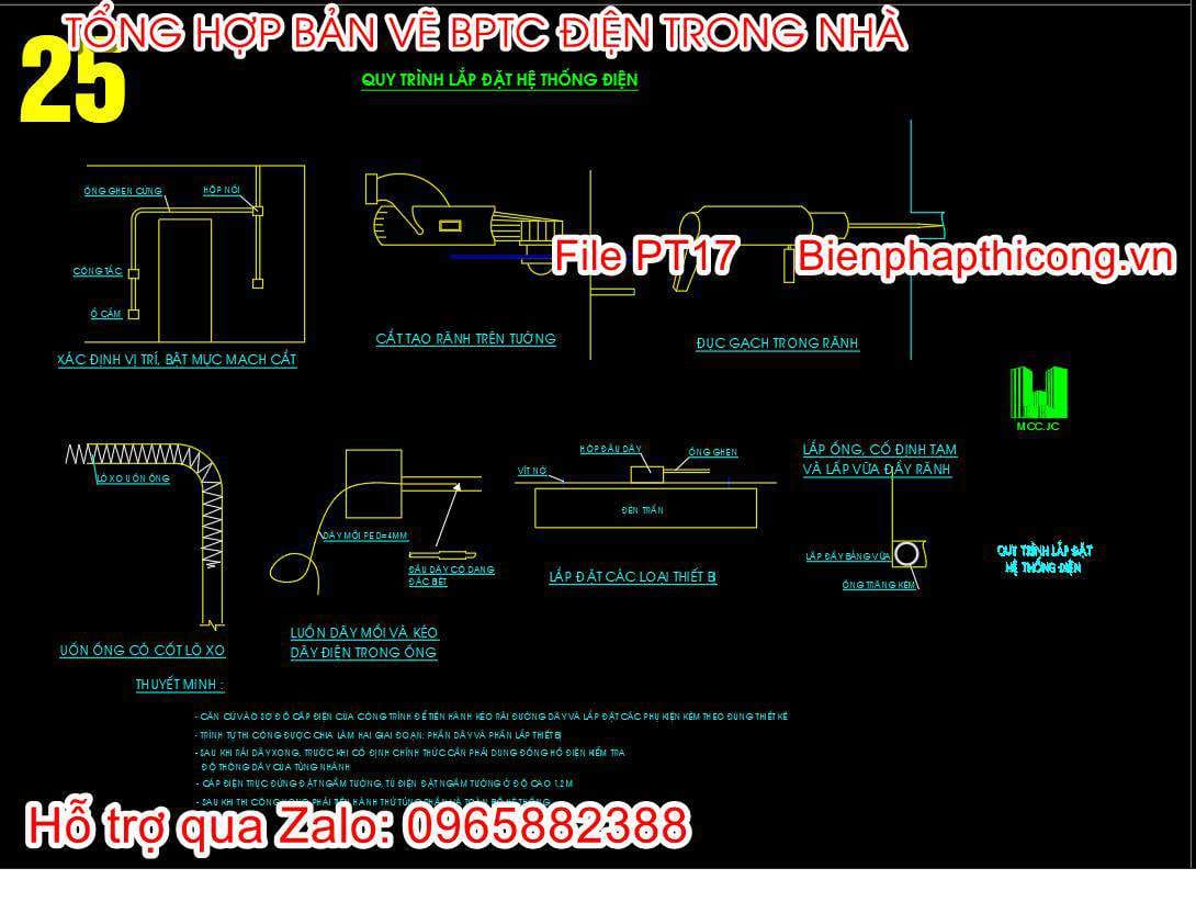 Quy trình lắp đặt hệ thống điện cad.