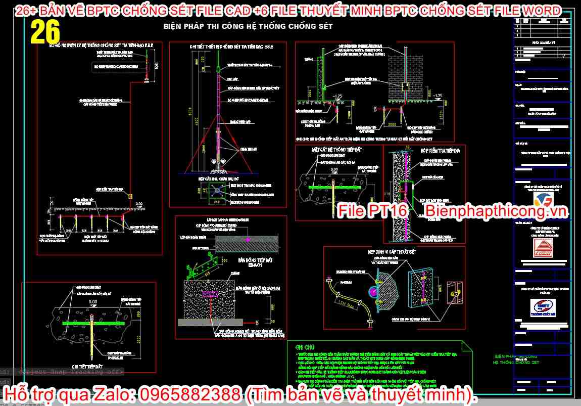 File cad bản vẽ bptc chống sét.