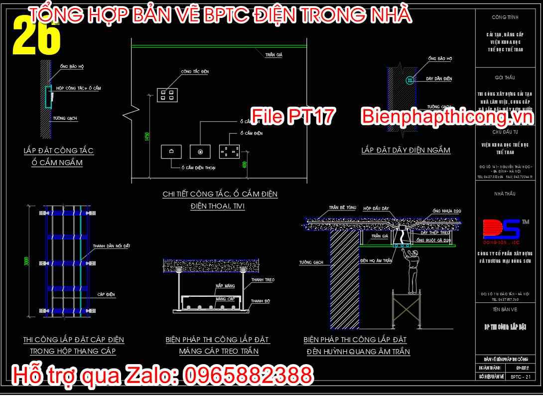 Biện pháp thi công lắp đặt công tắc ổ cắm điện.