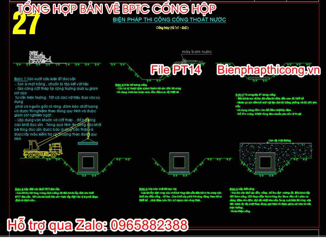 Bản vẽ biện pháp thi công cống thoát nước.
