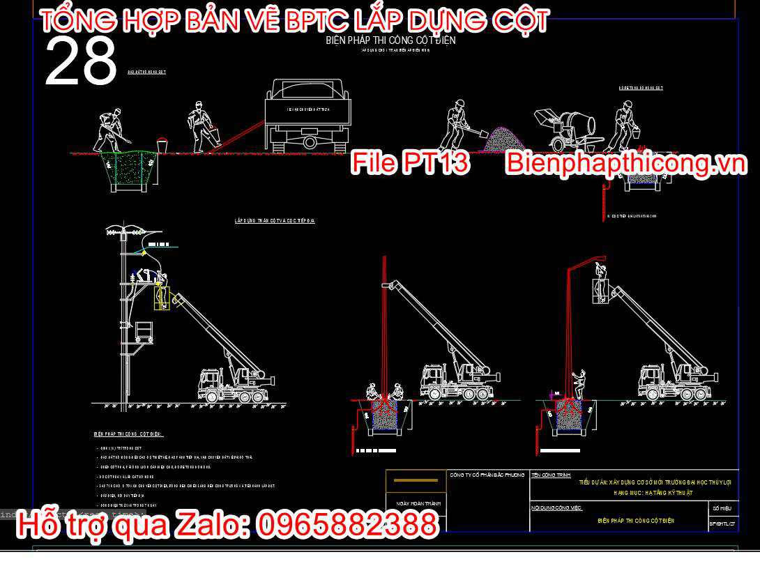Bản vẽ bptc cột điện