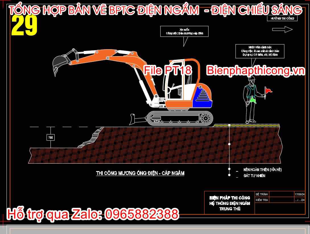 Bản vẽ thi công mương ống điện cáp ngầm.