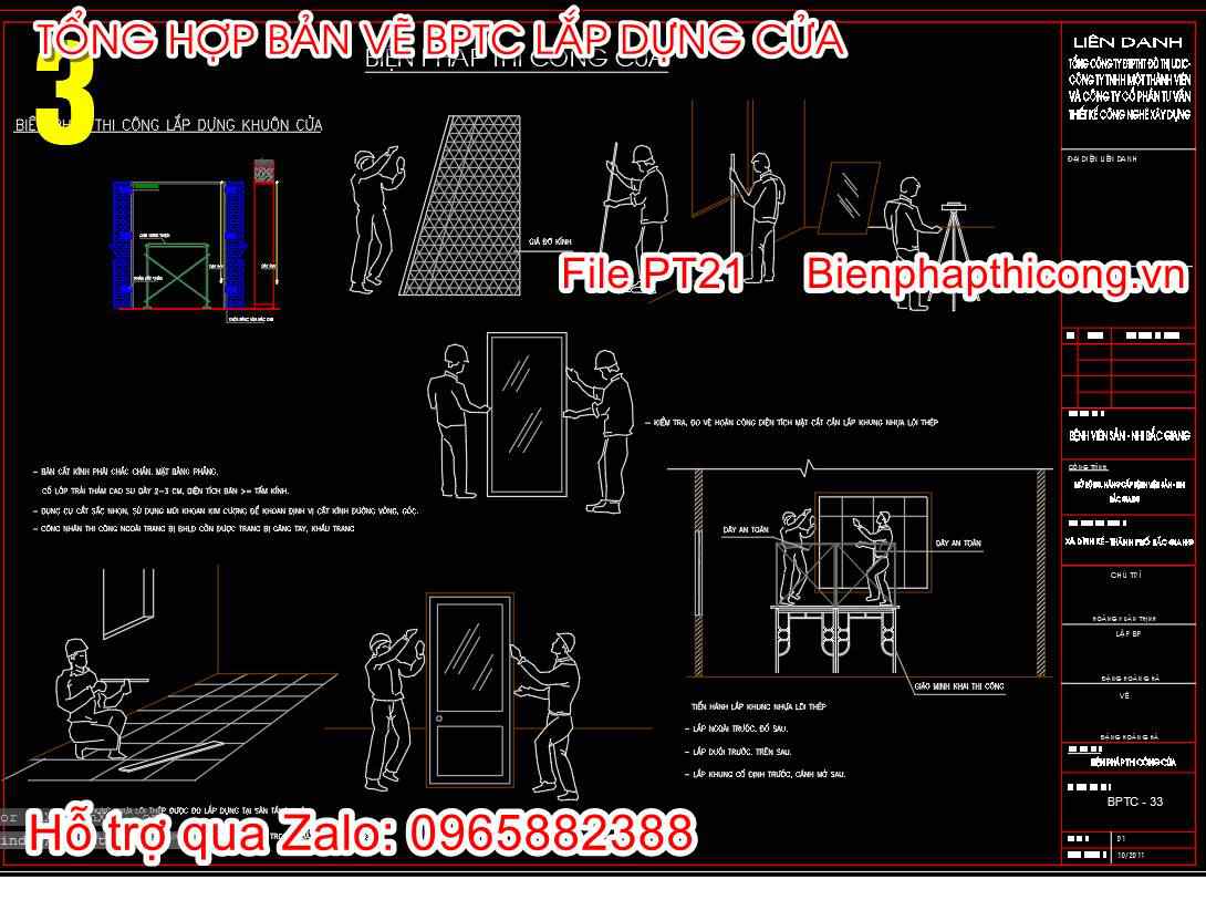 Bản vẽ biện pháp thi công cửa cad.