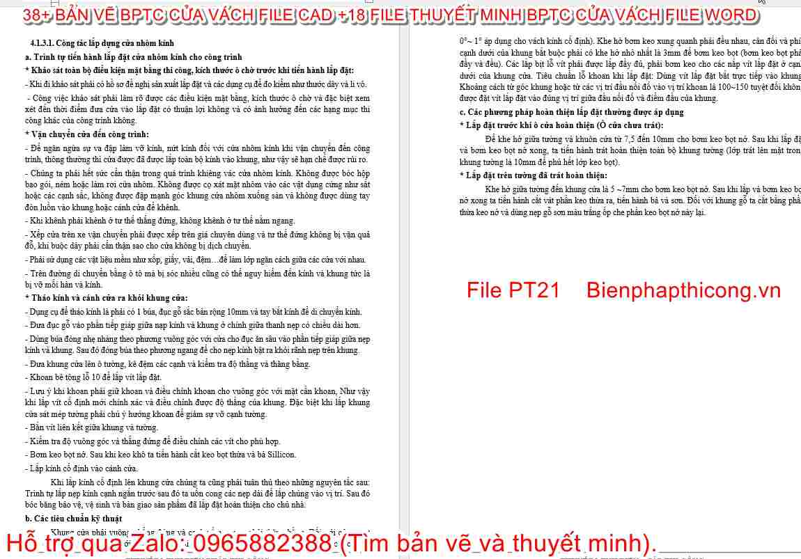 Thuyết minh bptc lắp dựng cửa nhôm kính.