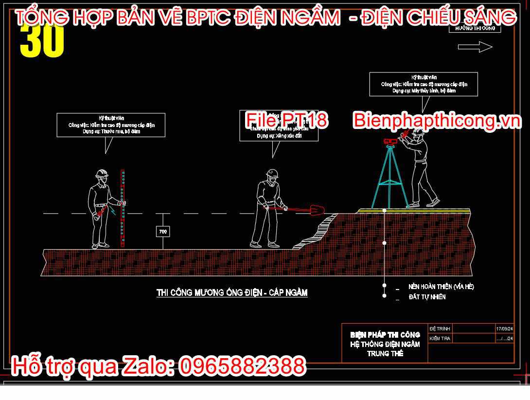 Thi công mương ống điện cáp ngầm.
